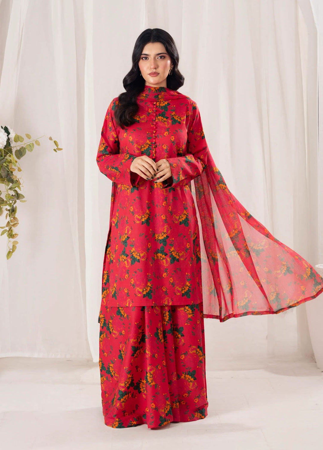 Chirpy Cherry by Feathers Pret Printed Lawn 3 Piece Suit Paletto