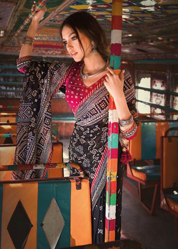 Chunri By Gul Ahmed Embroidered Chiffon Suits Unstitched Saree GA24C PRS-42002 - Summer Collection