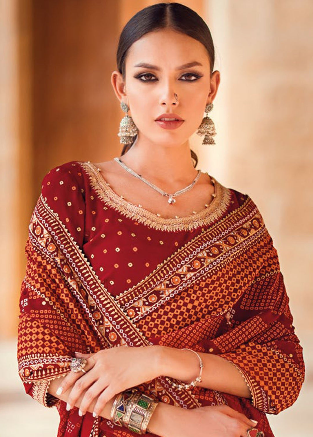 Chunri By Gul Ahmed Embroidered Chiffon Suits Unstitched Saree GA24C PRS-42004 - Summer Collection