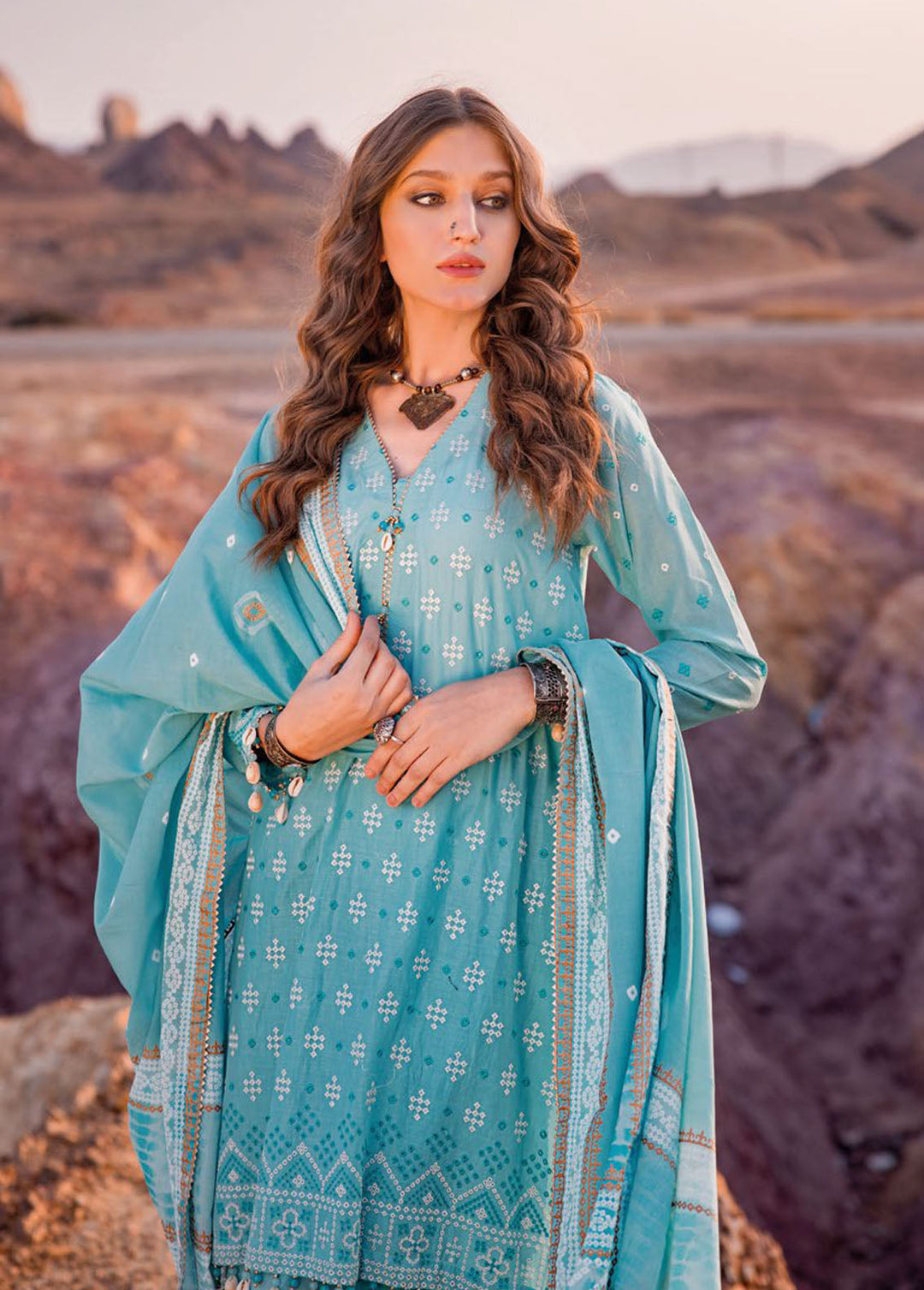 Chunri By Gul Ahmed Embroidered Lawn Suits Unstitched 3 Piece GA24C CL-42215 - Summer Collection