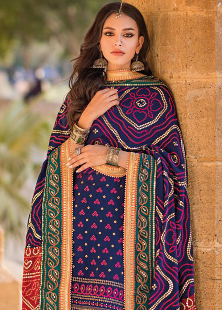 Chunri By Gul Ahmed Embroidered Raw Silk Suits Unstitched 3 Piece GA24C LE-42034 - Summer Collection