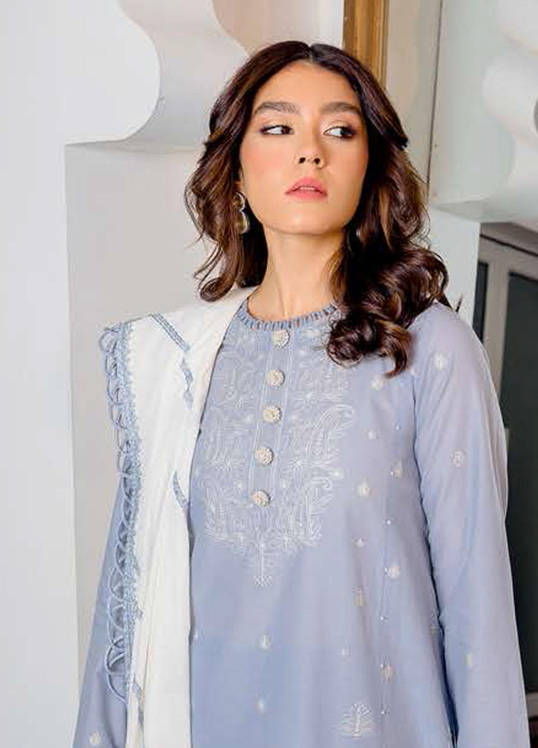 Ciara By Cross Stitch Embroidered Cambric Suits Unstitched 3 Piece CS21C 01 ETHNIC DELIGHT - Premium Collection