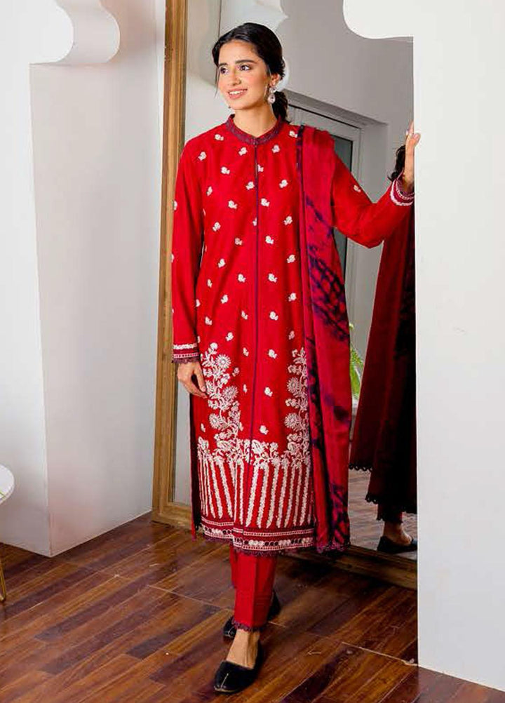 Ciara By Cross Stitch Embroidered Cambric Suits Unstitched 3 Piece CS21C 03 RUBY MUSK - Premium Collection