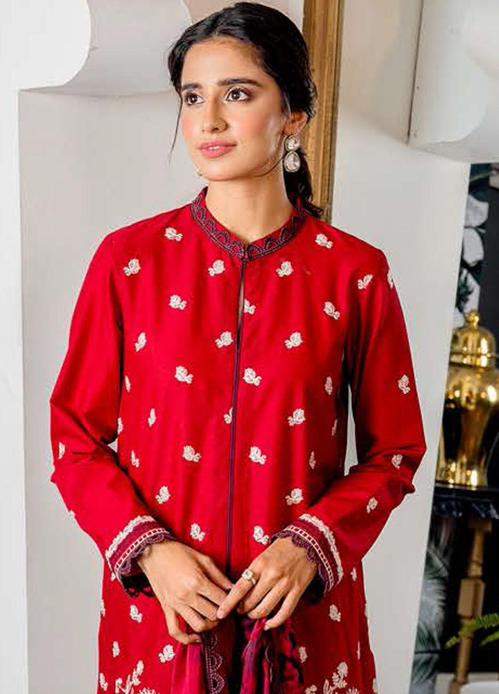 Ciara By Cross Stitch Embroidered Cambric Suits Unstitched 3 Piece CS21C 03 RUBY MUSK - Premium Collection