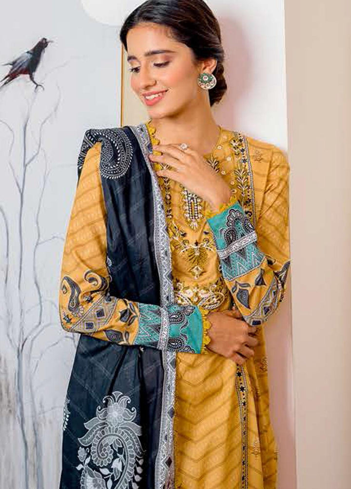Ciara By Cross Stitch Embroidered Cambric Suits Unstitched 3 Piece CS21C 07 MUSTARD SHADOW - Premium Collection