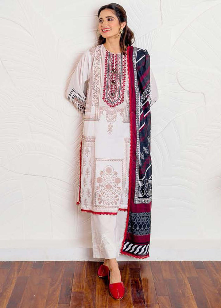 Ciara By Cross Stitch Embroidered Cambric Suits Unstitched 3 Piece CS21C 09 TAN DAHLIA - Premium Collection