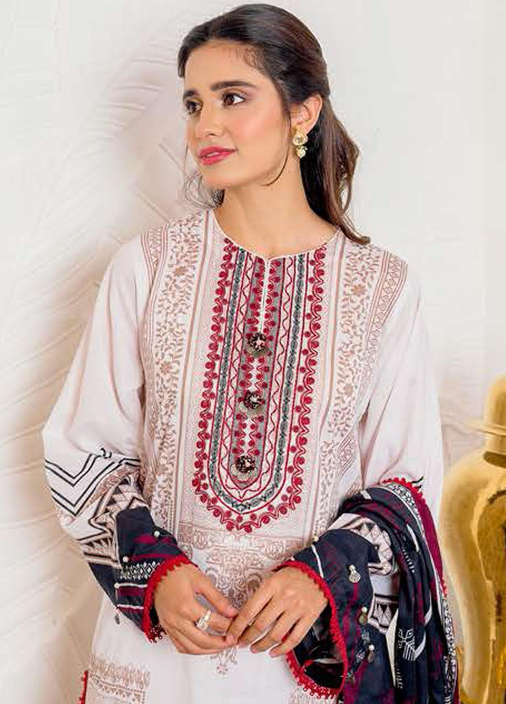 Ciara By Cross Stitch Embroidered Cambric Suits Unstitched 3 Piece CS21C 09 TAN DAHLIA - Premium Collection