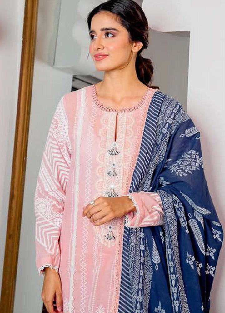 Ciara By Cross Stitch Embroidered Cambric Suits Unstitched 3 Piece CS21C 10 VIVID PEACH - Premium Collection