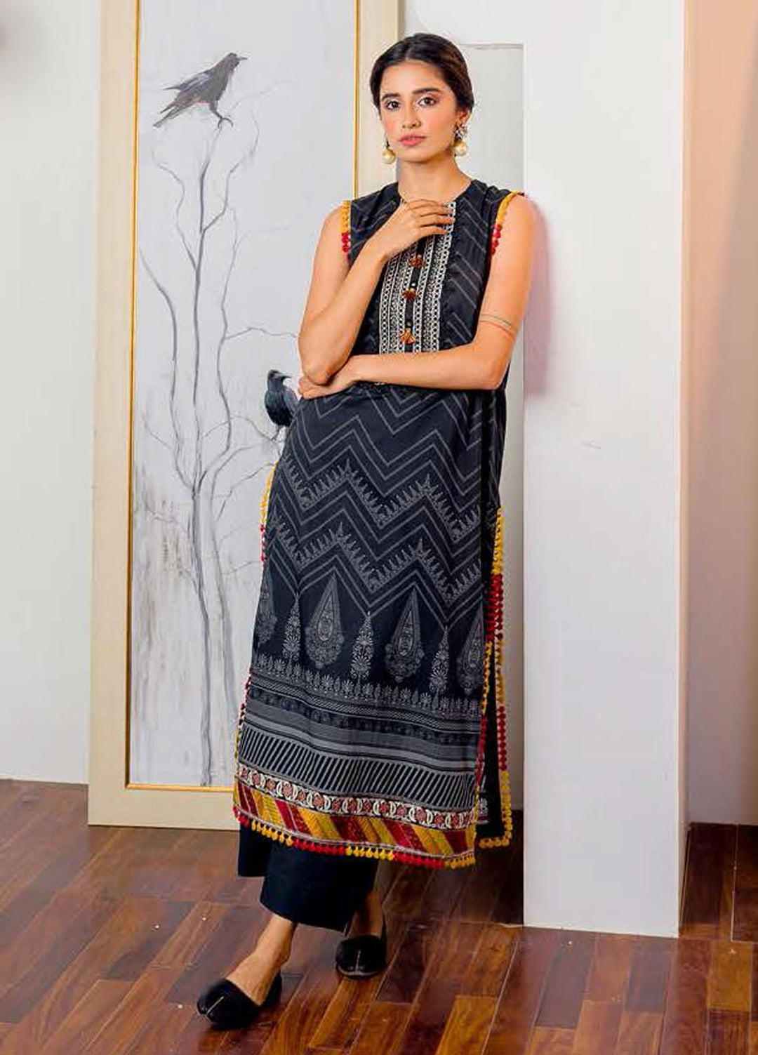 Ciara By Cross Stitch Embroidered Cambric Suits Unstitched 2 Piece CS21C 11 EBONY FREESIA - Premium Collection