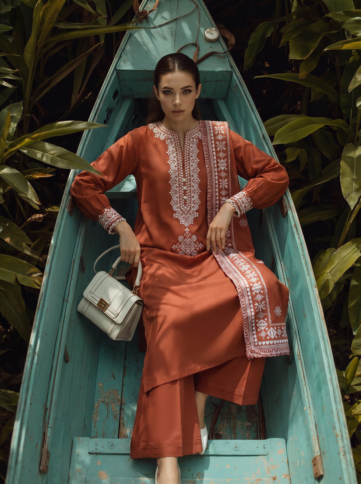 Before Sunset by Casual Lite RTW Embroidered Cotton Lawn 3 Piece Suit CL26PBS Summer Serenade - Casual Collection