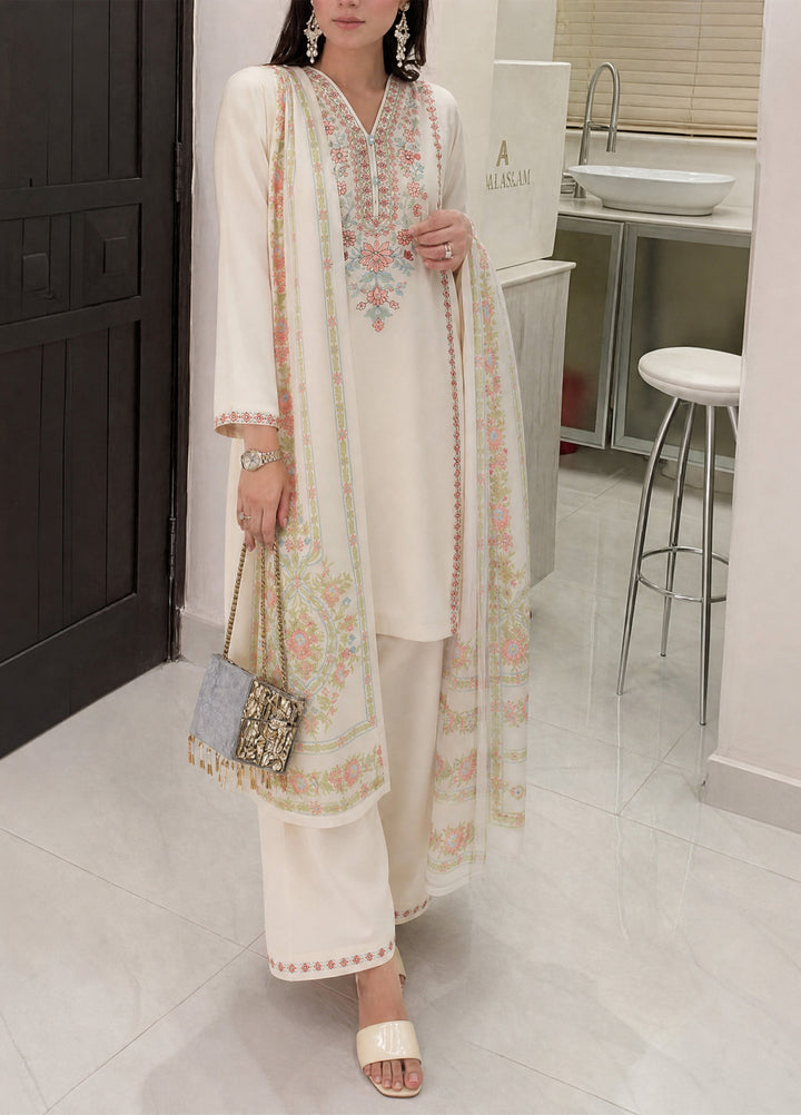 Summer Travels by Casuallite RTW Embroidered Cotton Lawn 3 Piece Suit CL26ULST OUTFIT 06 GOLDEN WHISPER - Casual Collection