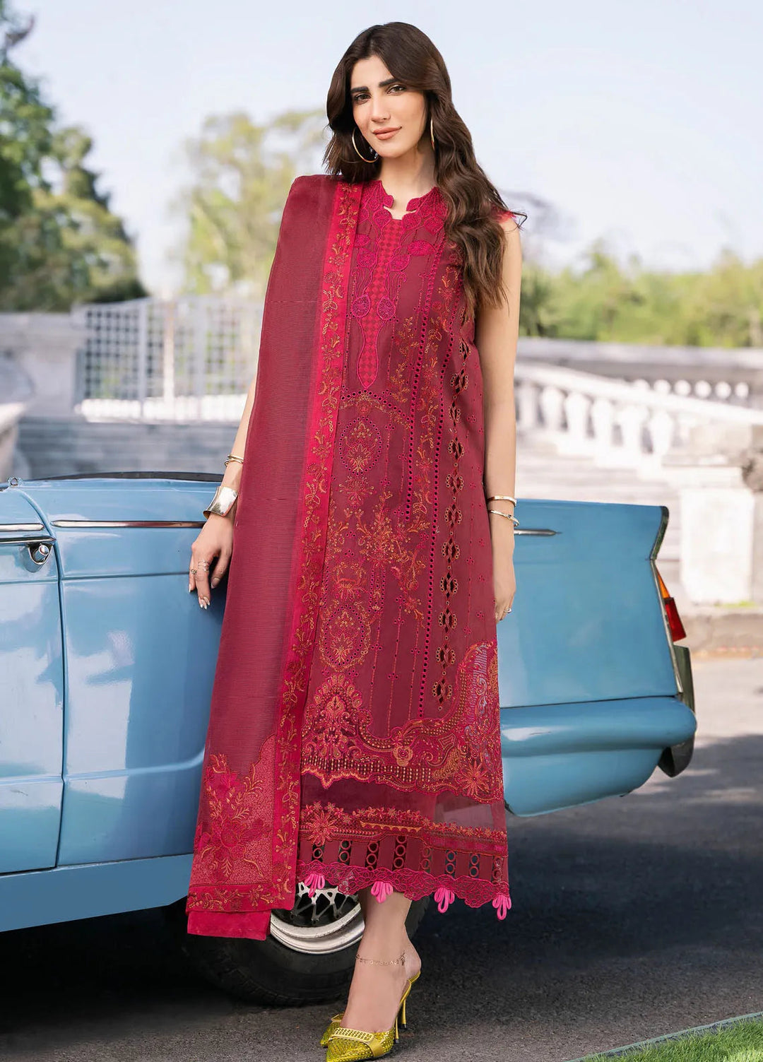 Clara By Bin Ilyas Embroidered Lawn Suit Unstitched 3 Piece BI24C 211B - Summer Collection