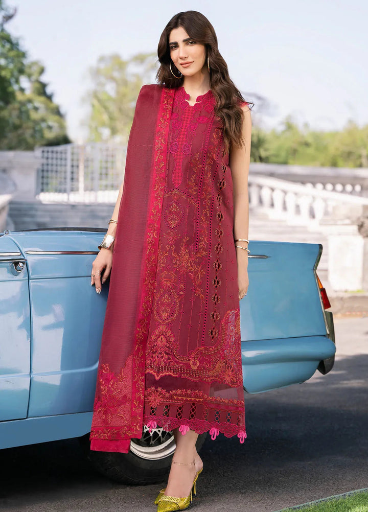 Clara By Bin Ilyas Embroidered Lawn Suit Unstitched 3 Piece BI24C 211B - Summer Collection