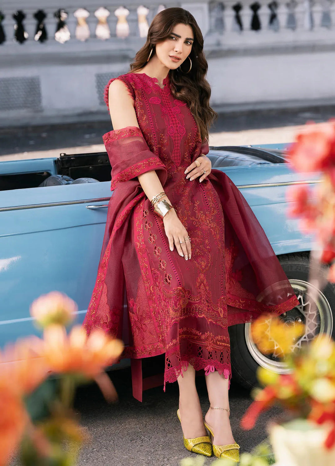 Clara By Bin Ilyas Embroidered Lawn Suit Unstitched 3 Piece BI24C 211B - Summer Collection