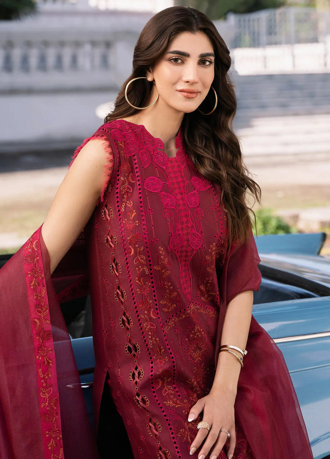 Clara By Bin Ilyas Embroidered Lawn Suit Unstitched 3 Piece BI24C 211B - Summer Collection