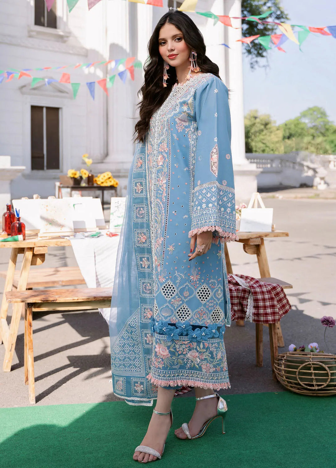 Clara By Bin Ilyas Embroidered Lawn Suit Unstitched 3 Piece BI24C 212A - Summer Collection