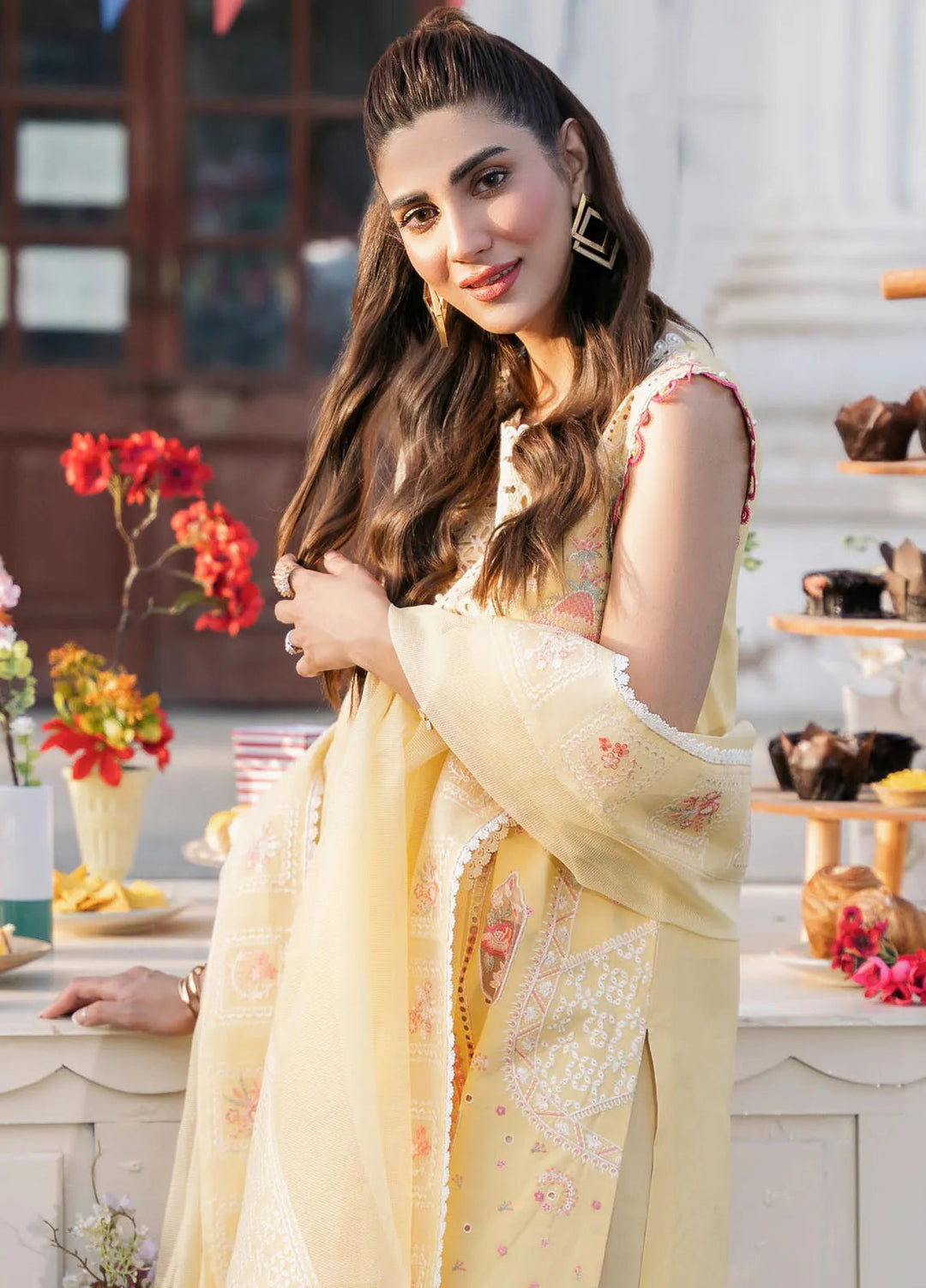 Clara By Bin Ilyas Embroidered Lawn Suit Unstitched 3 Piece BI24C 212B - Summer Collection