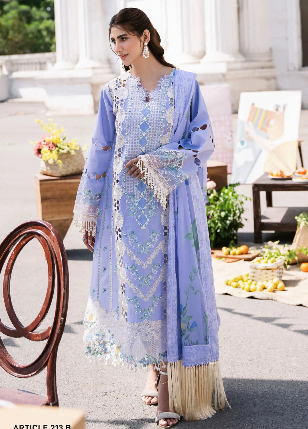 Clara By Bin Ilyas Embroidered Lawn Suit Unstitched 3 Piece BI24C 213A - Summer Collection