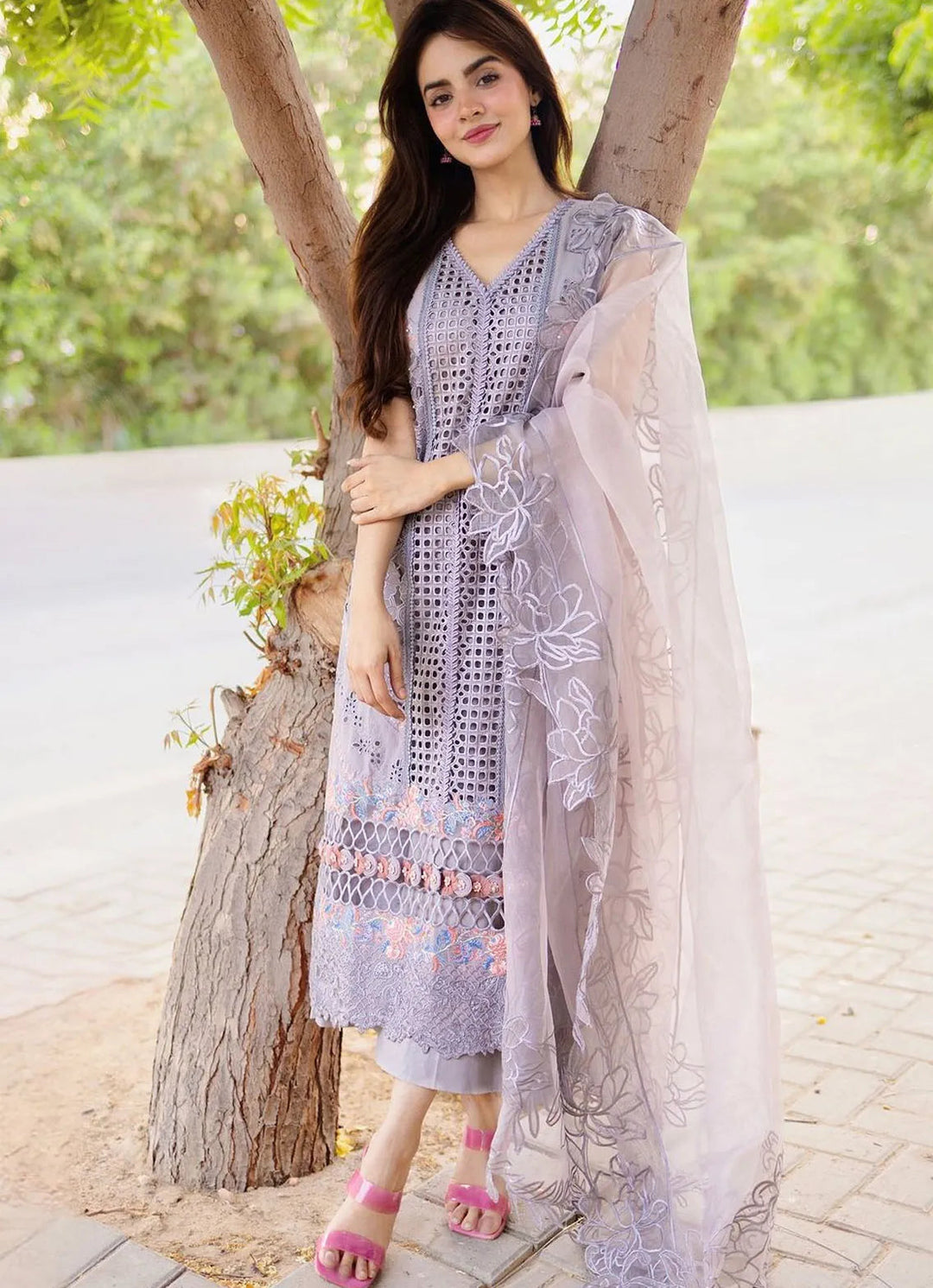 Clara By Bin Ilyas Embroidered Lawn Suit Unstitched 3 Piece BI24C 215B - Summer Collection