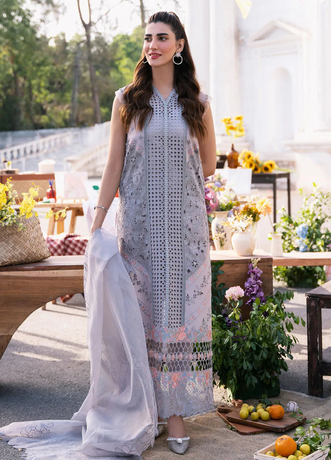 Clara By Bin Ilyas Embroidered Lawn Suit Unstitched 3 Piece BI24C 215B - Summer Collection