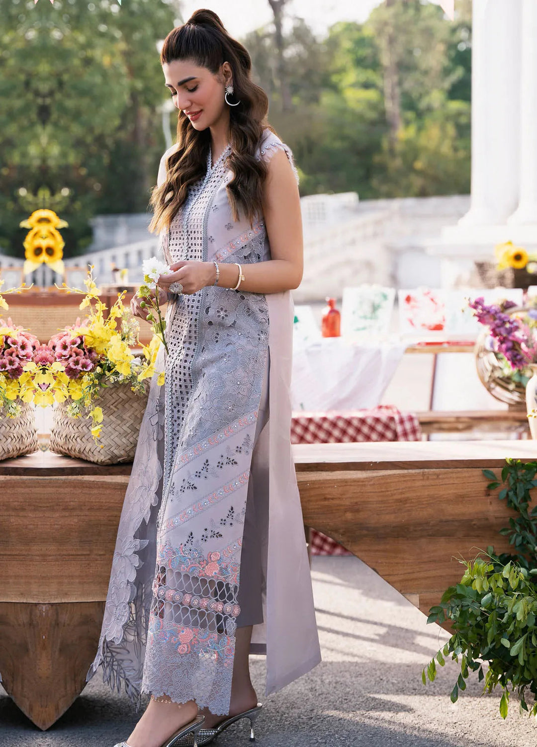 Clara By Bin Ilyas Embroidered Lawn Suit Unstitched 3 Piece BI24C 215B - Summer Collection