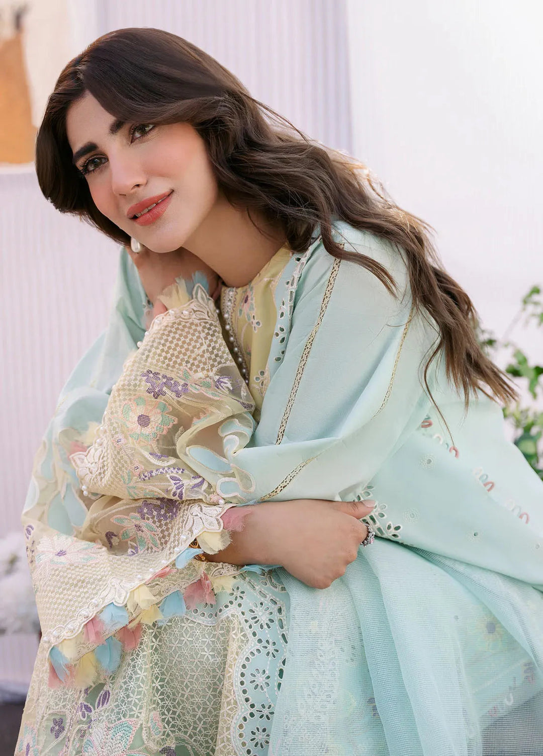 Clara By Bin Ilyas Embroidered Lawn Suit Unstitched 3 Piece BI24C 216B - Summer Collection