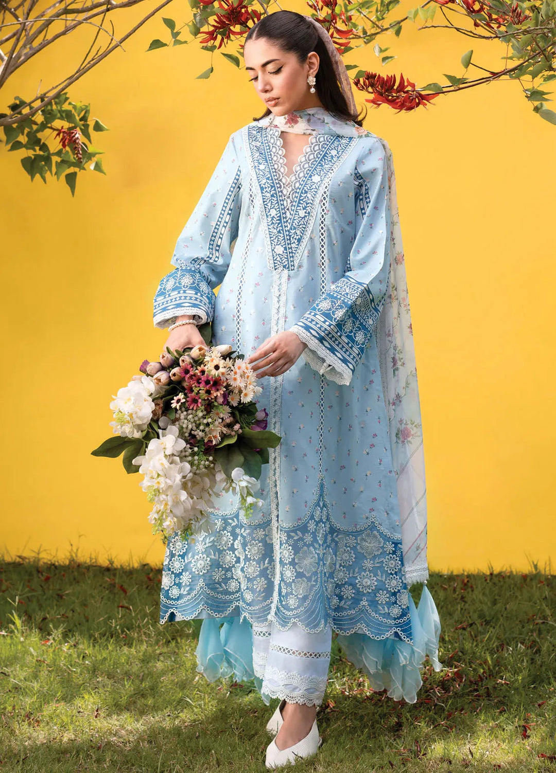 Cocktail By Sardinia Embroidered Lawn Suit Unstitched 3 Piece SRD24C 301 BlueBells - Summer Collection
