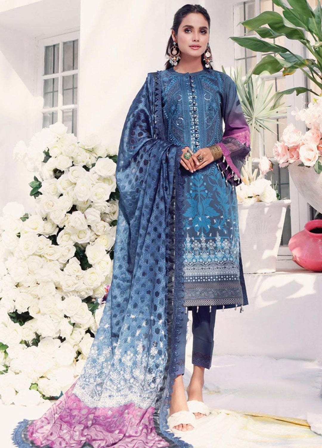Coco by Al Zohaib Embroidered Cambric Suits Unstitched 3 Piece AZ21CC D-02-A - Winter Collection