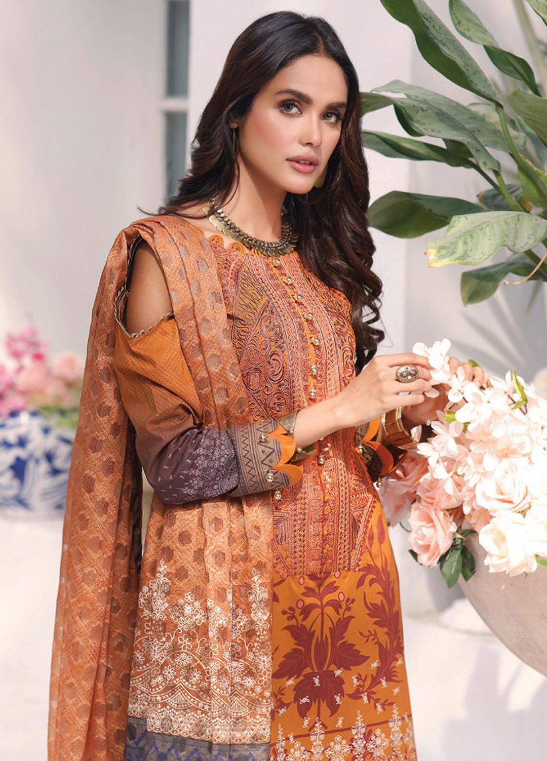 Coco by Al Zohaib Embroidered Cambric Suits Unstitched 3 Piece AZ21CC D-02-B - Winter Collection