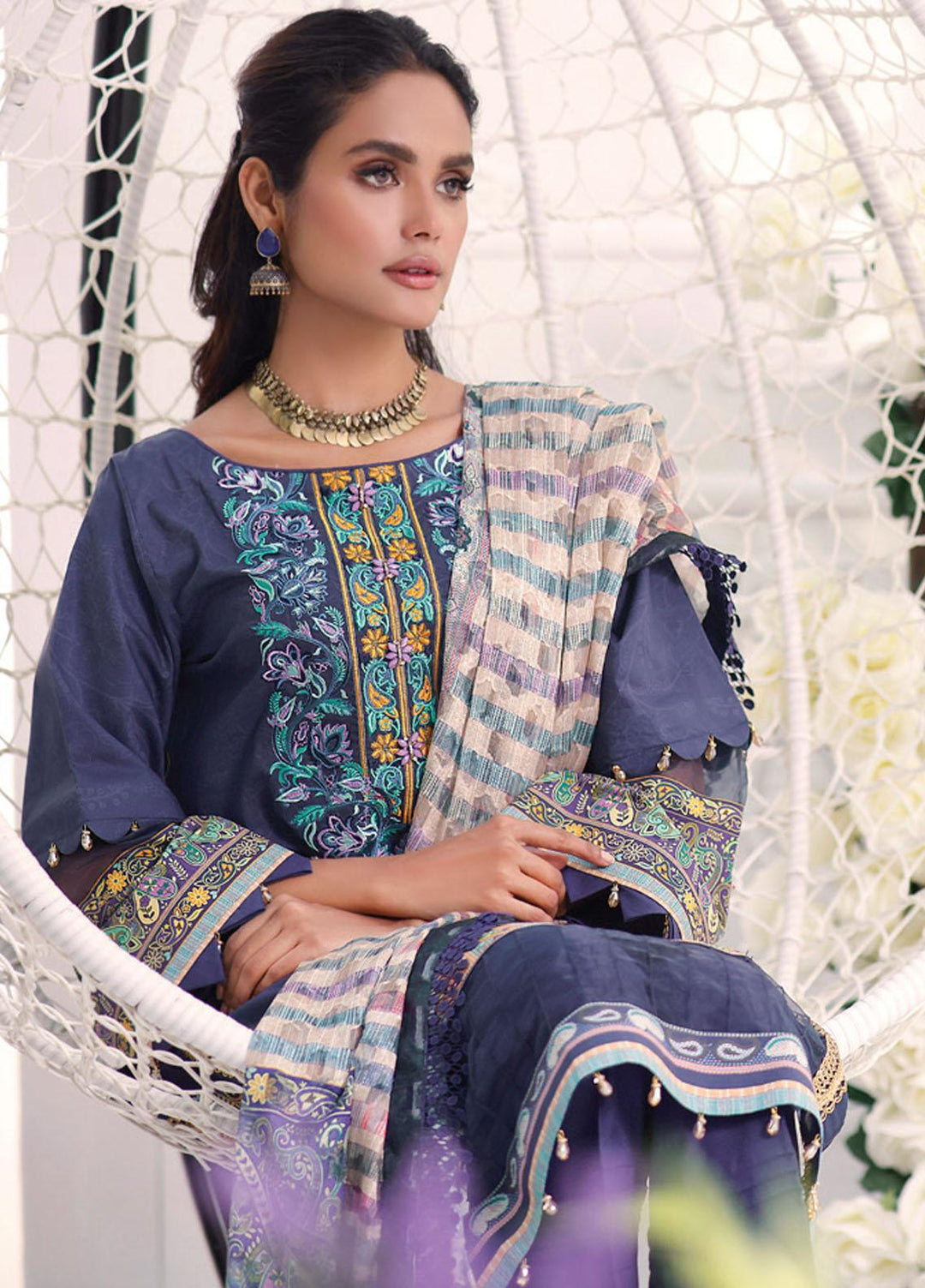 Coco by Al Zohaib Embroidered Cambric Suits Unstitched 3 Piece AZ21CC D-10-A - Winter Collection