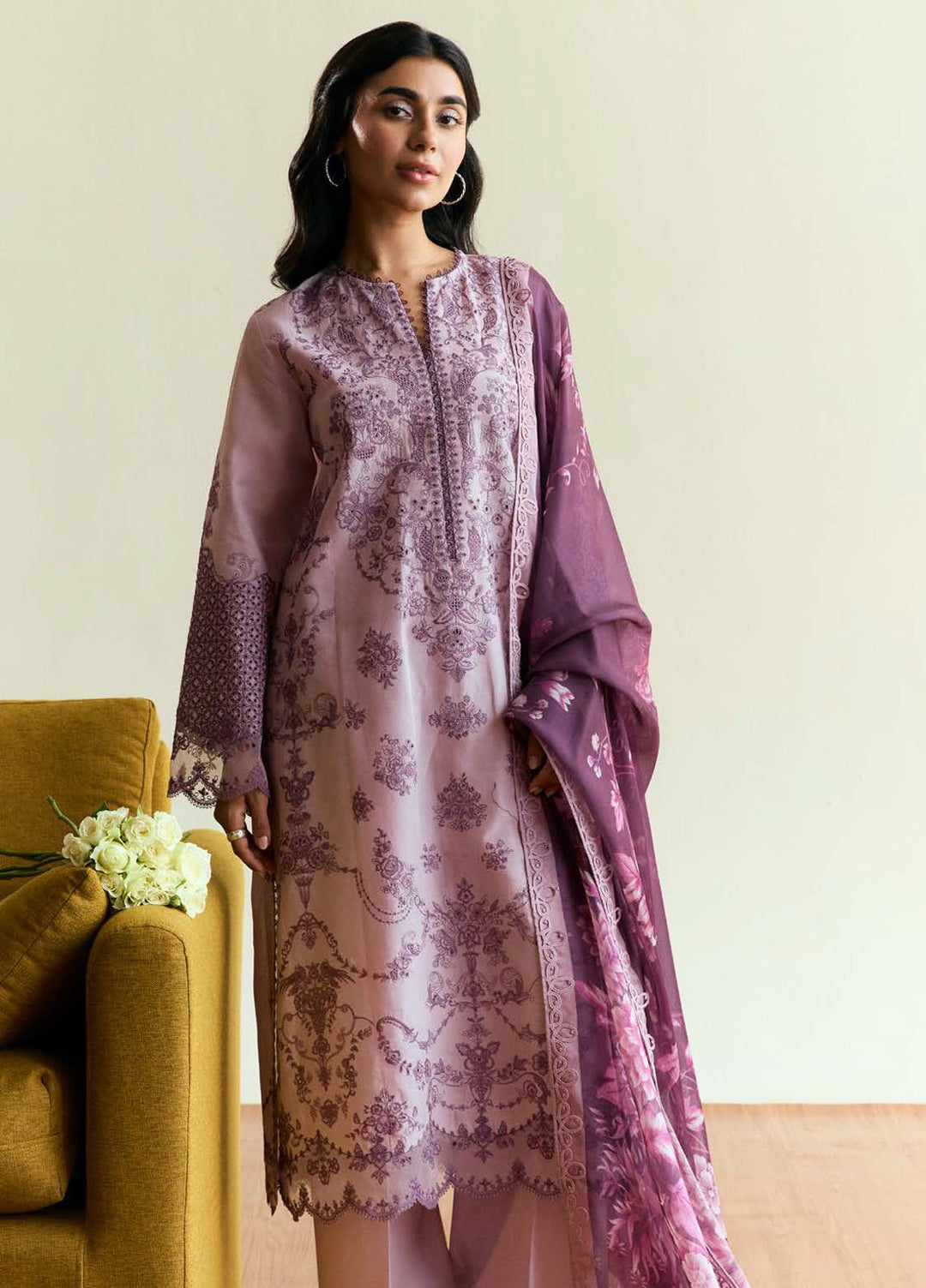 Coco by Zara Shah Jahan Embroidered Lawn Suits Unstitched 3 Piece CZS25EE D-05 Quince - Summer Collection