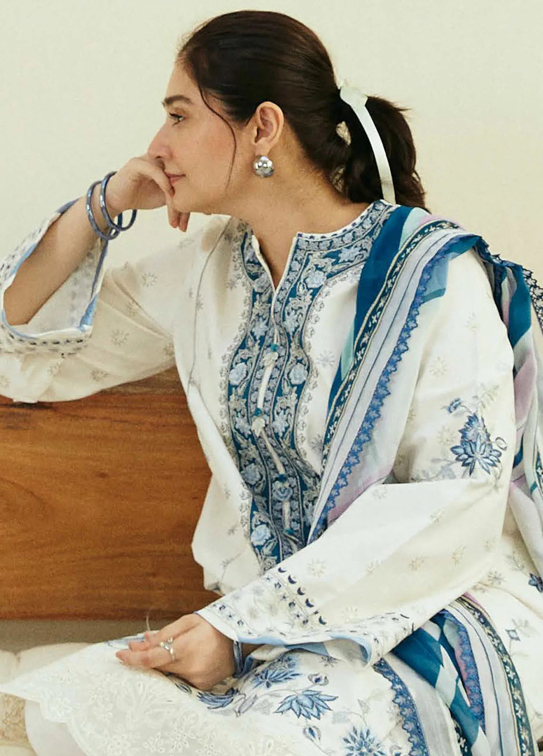 Coco By Zara Shahjahan Embroidered Jacquard Suit Unstitched 3 Piece CZS24E D-04 Ivory - Festive Collection