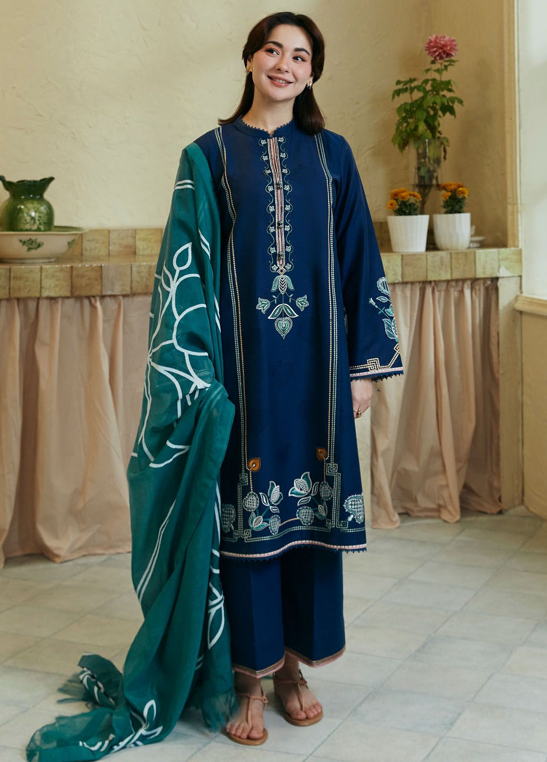 Coco by Zara Shahjahan Embroidered Jacquard Suits Unstitched 3 Piece CZS24L D-3B Gul Mohar - Summer Collection
