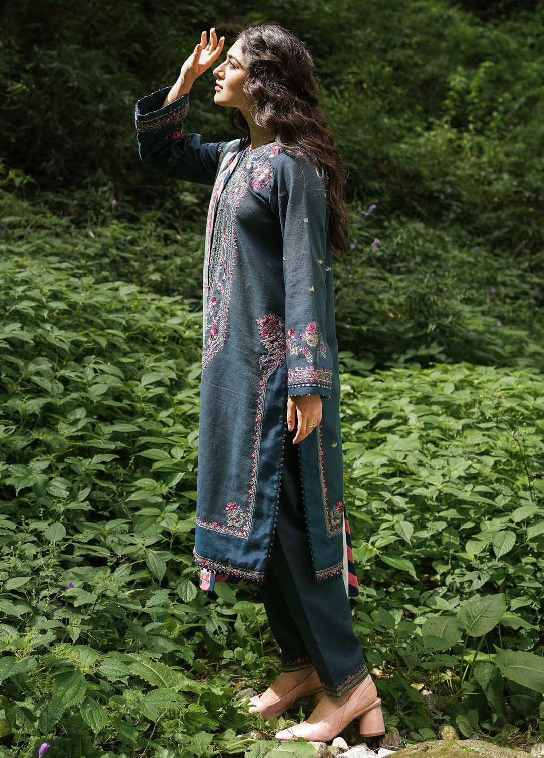 Coco By Zara Shahjahan Embroidered Khaddar Suits Unstitched 3 Piece CZS22W 1B - Winter Collection