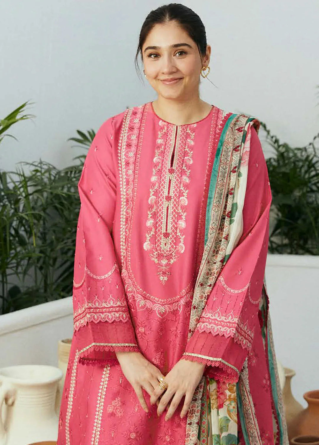 Coco By Zara Shahjahan Embroidered Lawn Suit Unstitched 3 Piece CZS24E D-02 Gul - Festive Collection