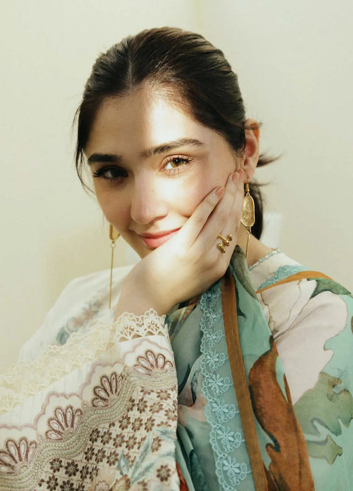 Coco By Zara Shahjahan Embroidered Lawn Suit Unstitched 3 Piece CZS24E D-10 Ivory - Festive Collection