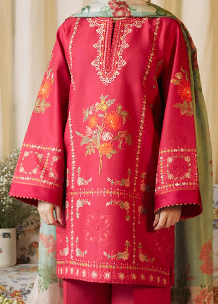 Coco by Zara Shahjahan Embroidered Lawn Suit Unstitched 3 Piece CZS24L2 1A Dahlia - Summer Collection