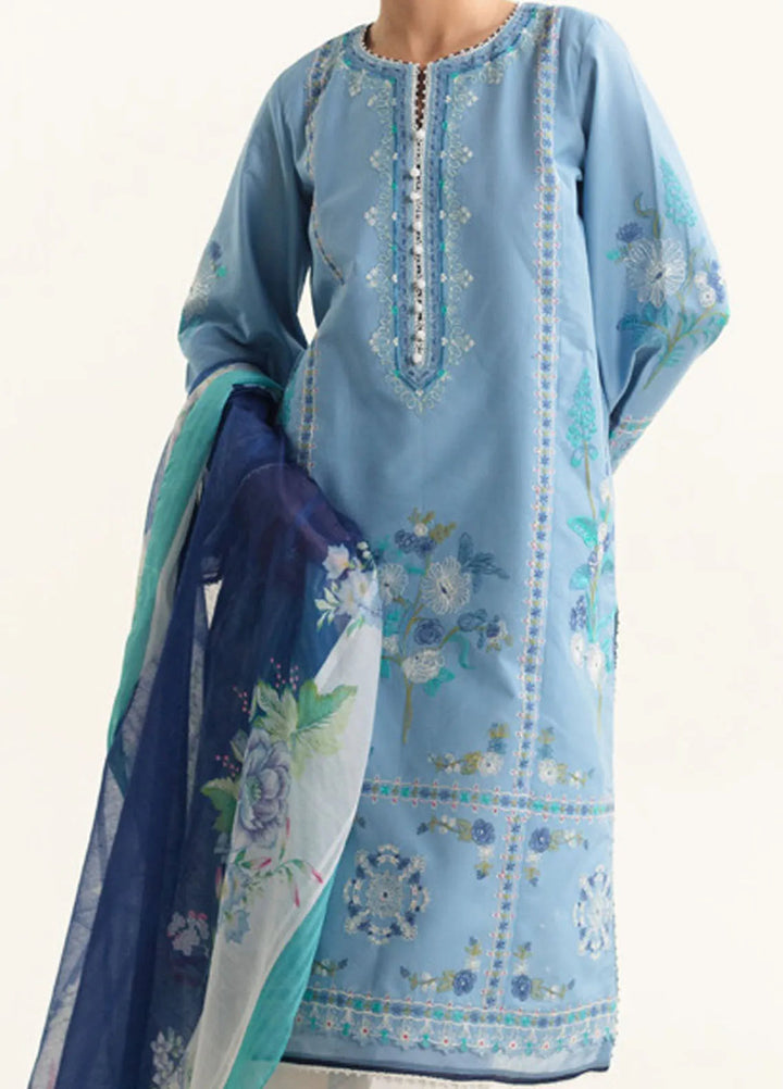 Coco by Zara Shahjahan Embroidered Lawn Suit Unstitched 3 Piece CZS24L2 1B Dahlia - Summer Collection