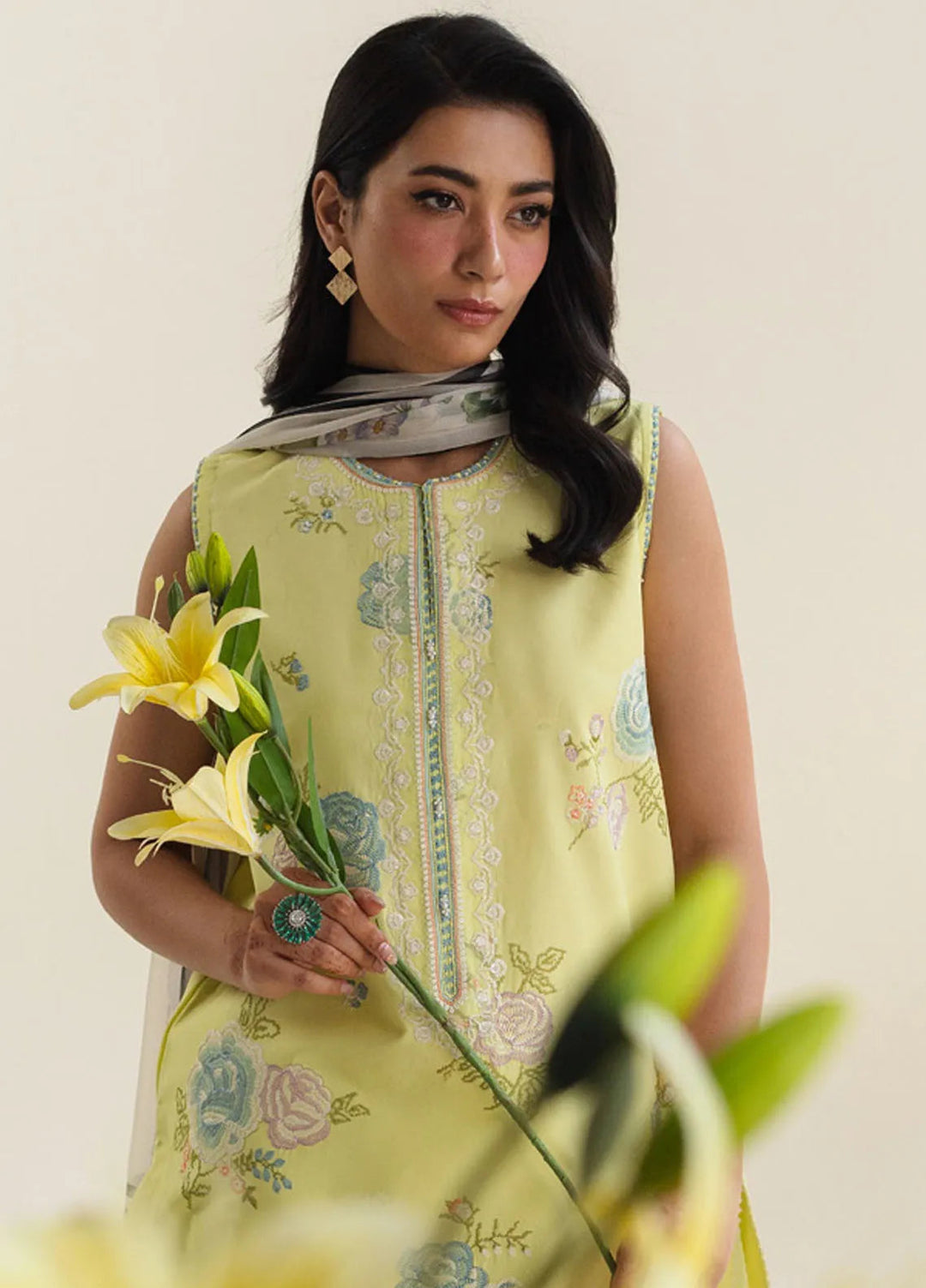 Coco by Zara Shahjahan Embroidered Lawn Suit Unstitched 3 Piece CZS24L2 3A Mirea - Summer Collection