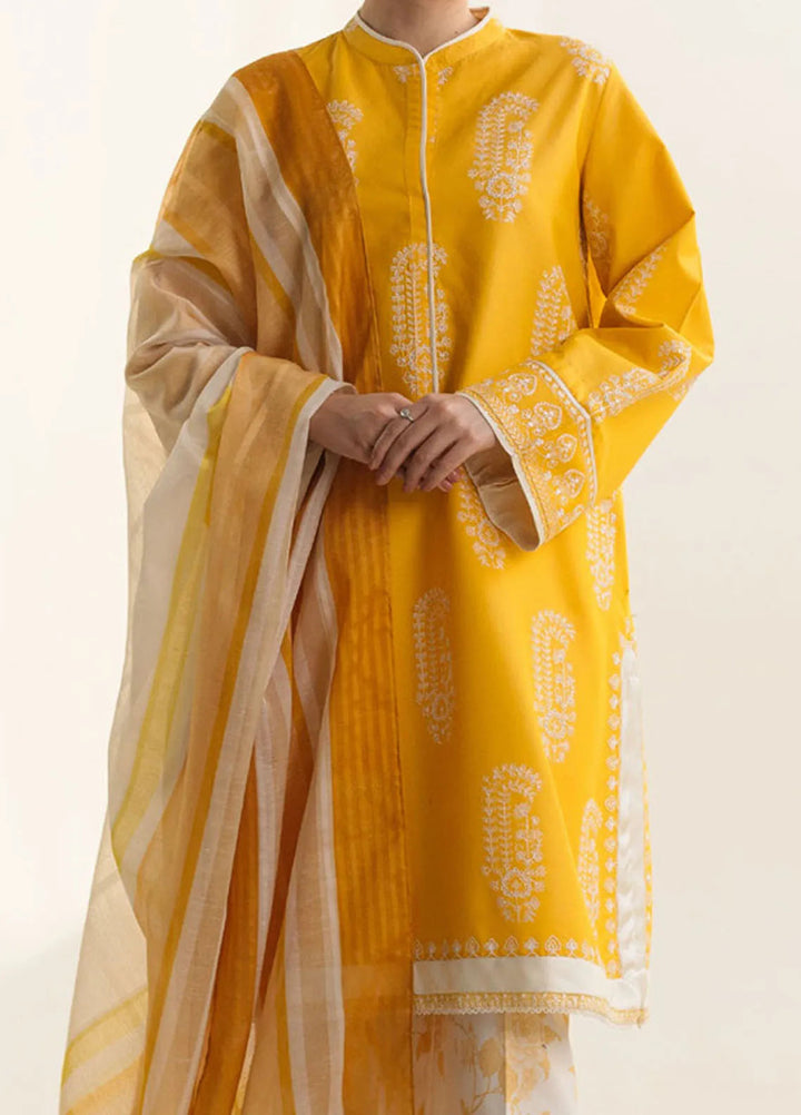 Coco by Zara Shahjahan Embroidered Lawn Suit Unstitched 3 Piece CZS24L2 4A Diara - Summer Collection