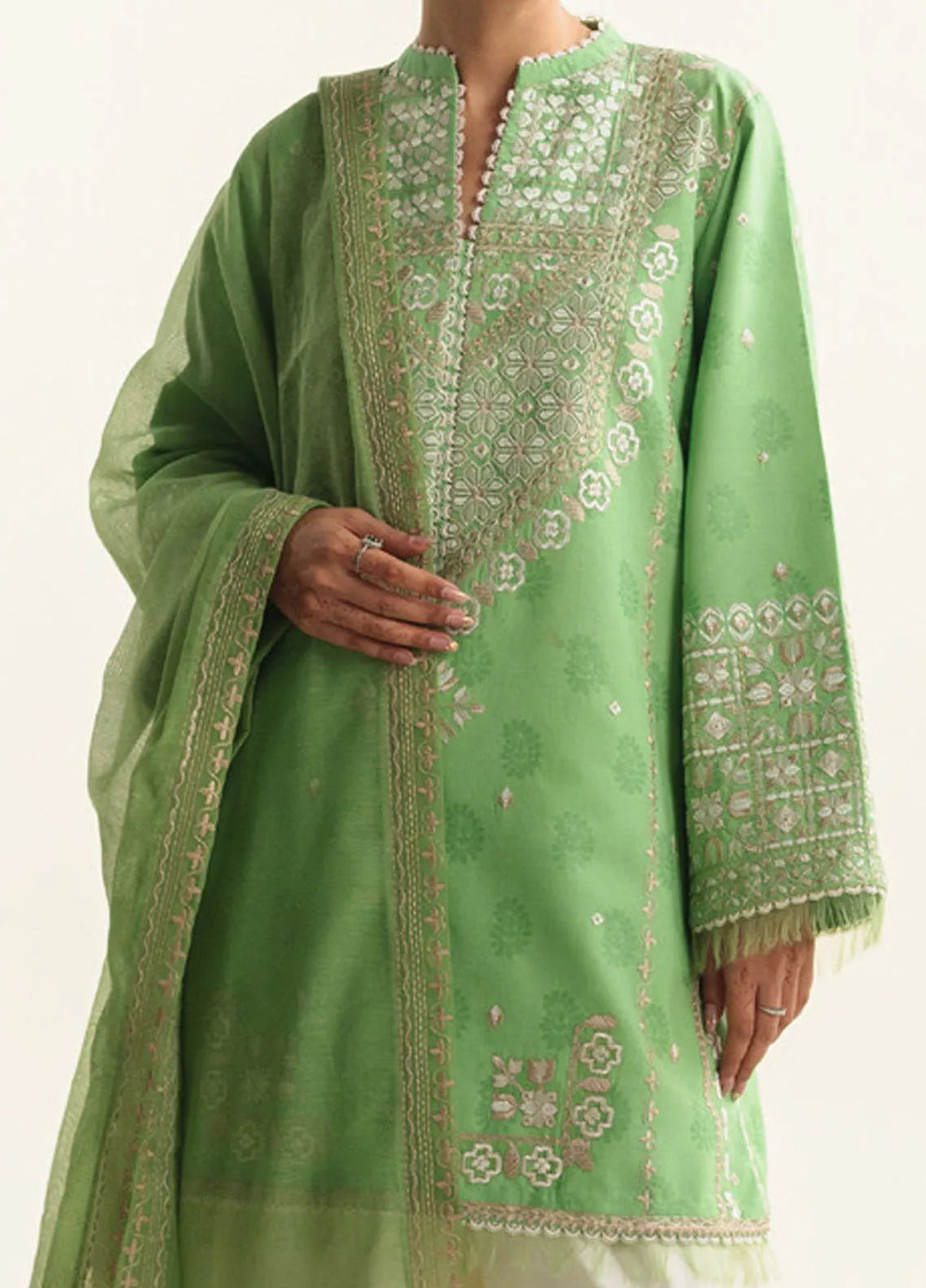 Coco by Zara Shahjahan Embroidered Lawn Suit Unstitched 3 Piece CZS24L2 5A Dinara - Summer Collection