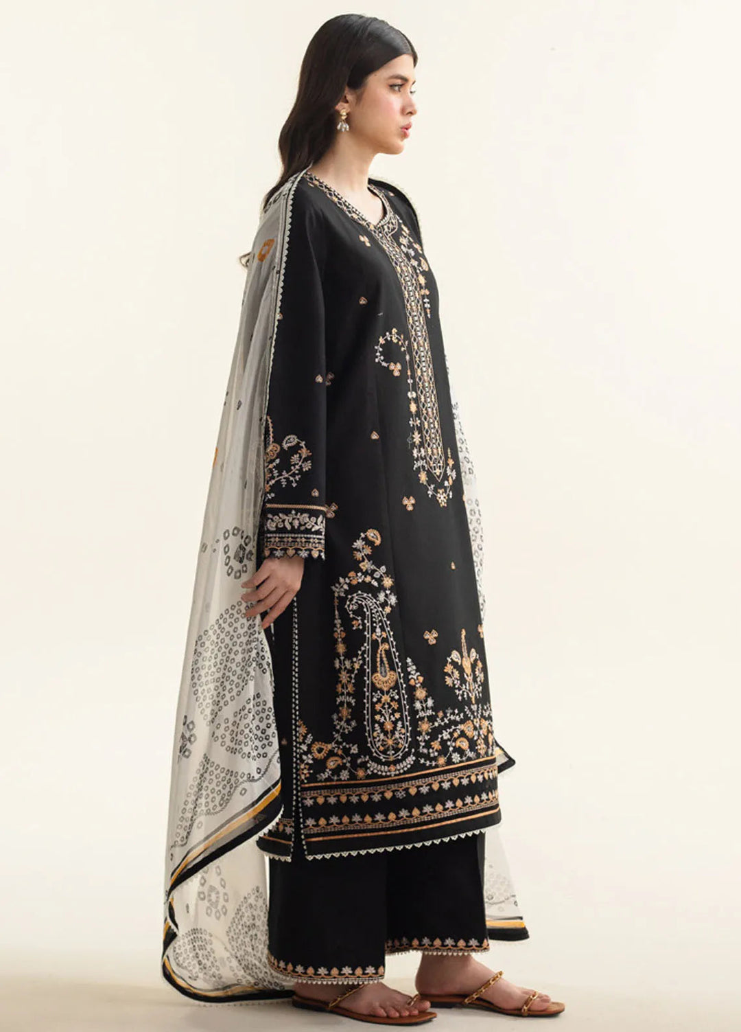 Coco by Zara Shahjahan Embroidered Lawn Suit Unstitched 3 Piece CZS24L2 7B Arela - Summer Collection