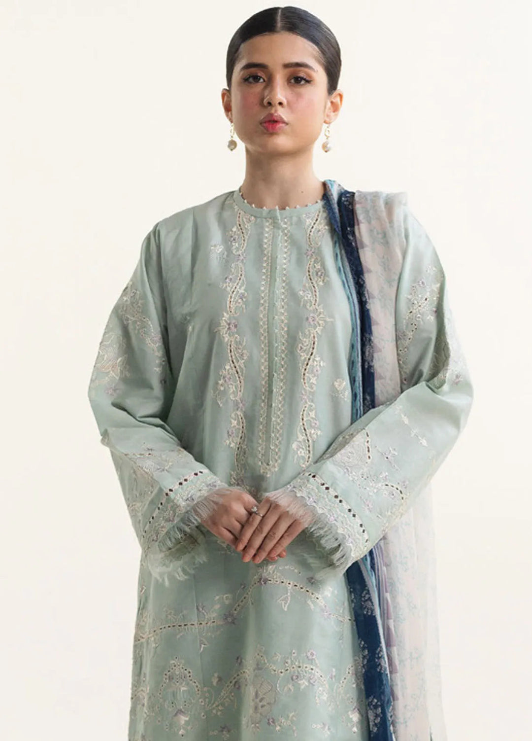 Coco by Zara Shahjahan Embroidered Lawn Suit Unstitched 3 Piece CZS24L2 8A Mira - Summer Collection
