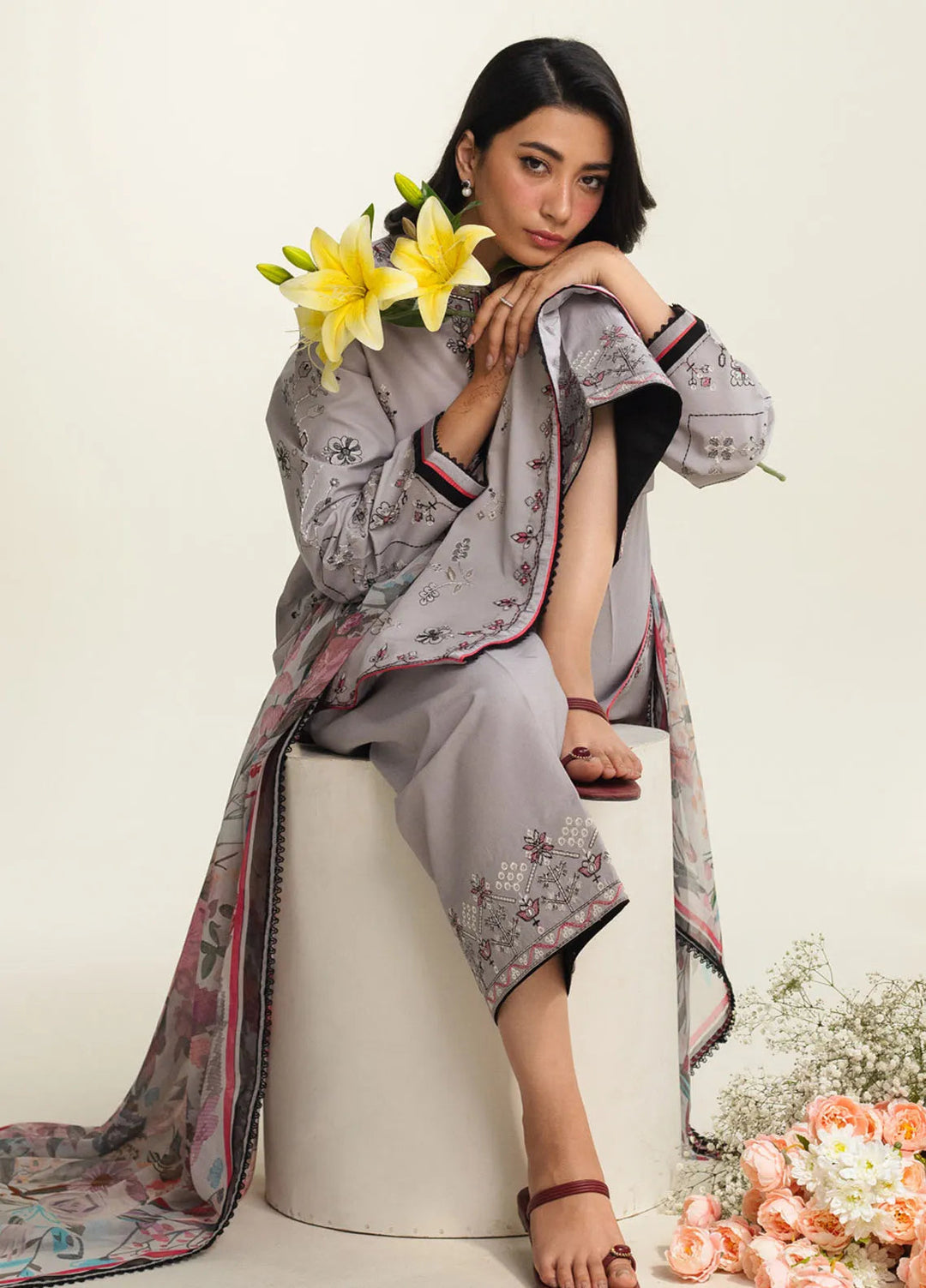 Coco by Zara Shahjahan Embroidered Lawn Suit Unstitched 3 Piece CZS24L2 9B Zaira - Summer Collection