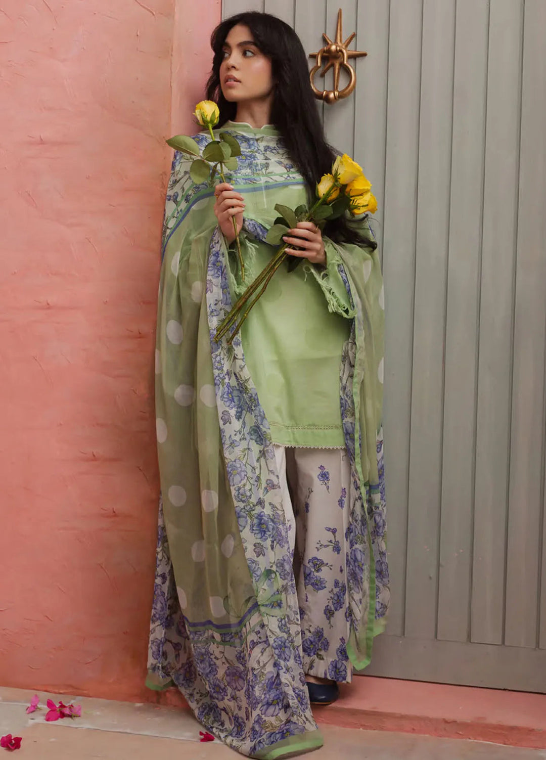 Coco By Zara Shahjahan Embroidered Lawn Suit Unstitched 3 Piece CZS24UL D-01 Pomelo - Summer Collection