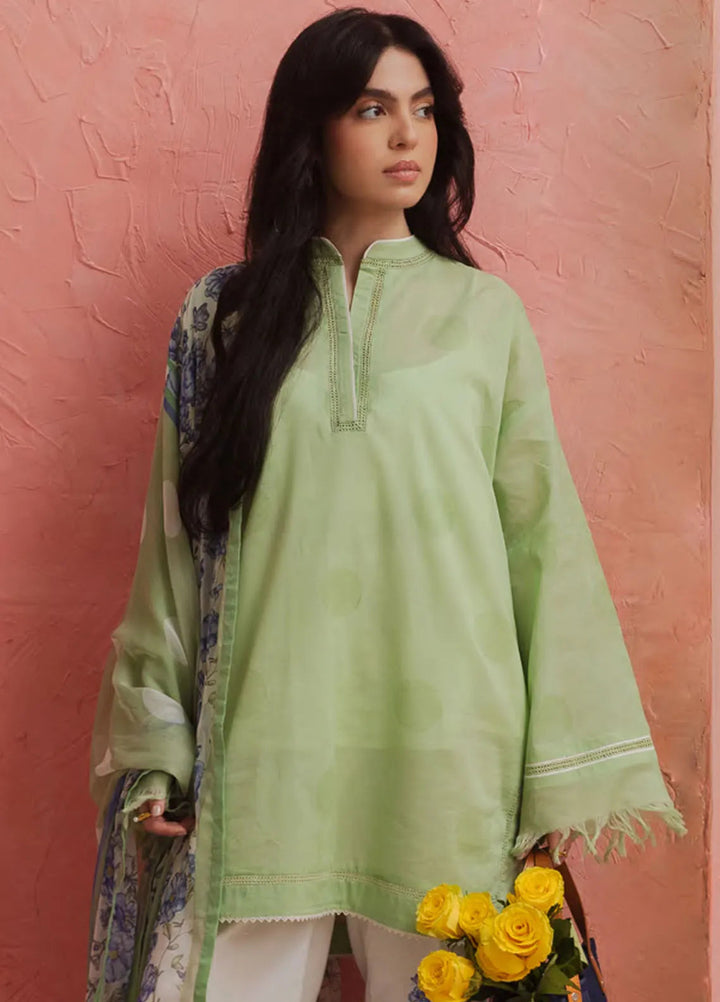 Coco By Zara Shahjahan Embroidered Lawn Suit Unstitched 3 Piece CZS24UL D-01 Pomelo - Summer Collection