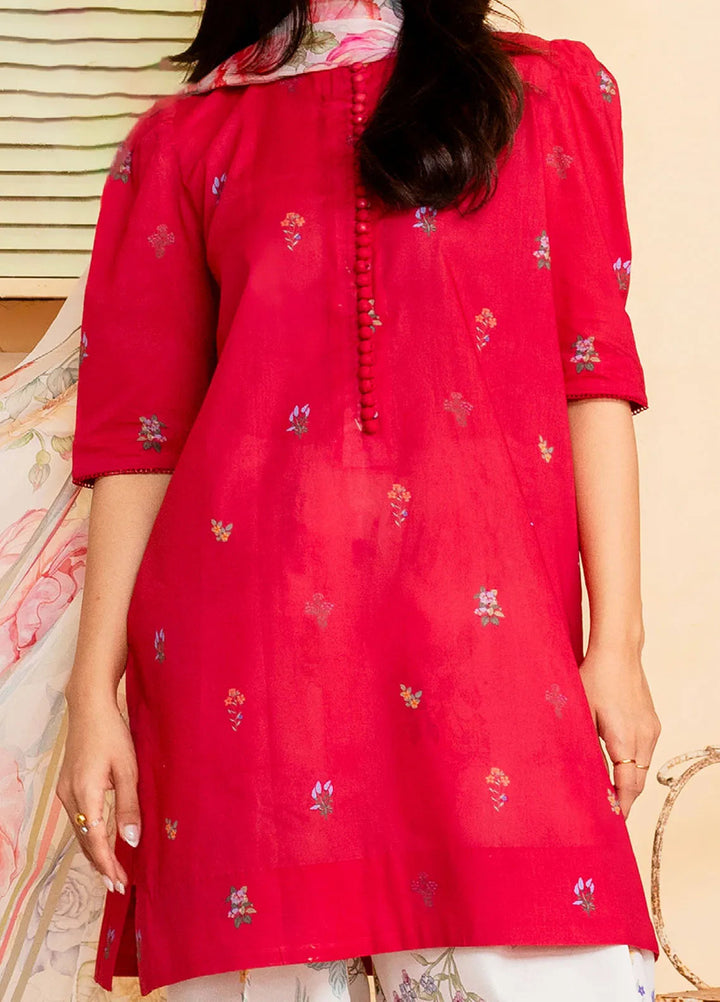 Coco By Zara Shahjahan Embroidered Lawn Suit Unstitched 3 Piece CZS24UL D-02 Coco Cherry - Summer Collection