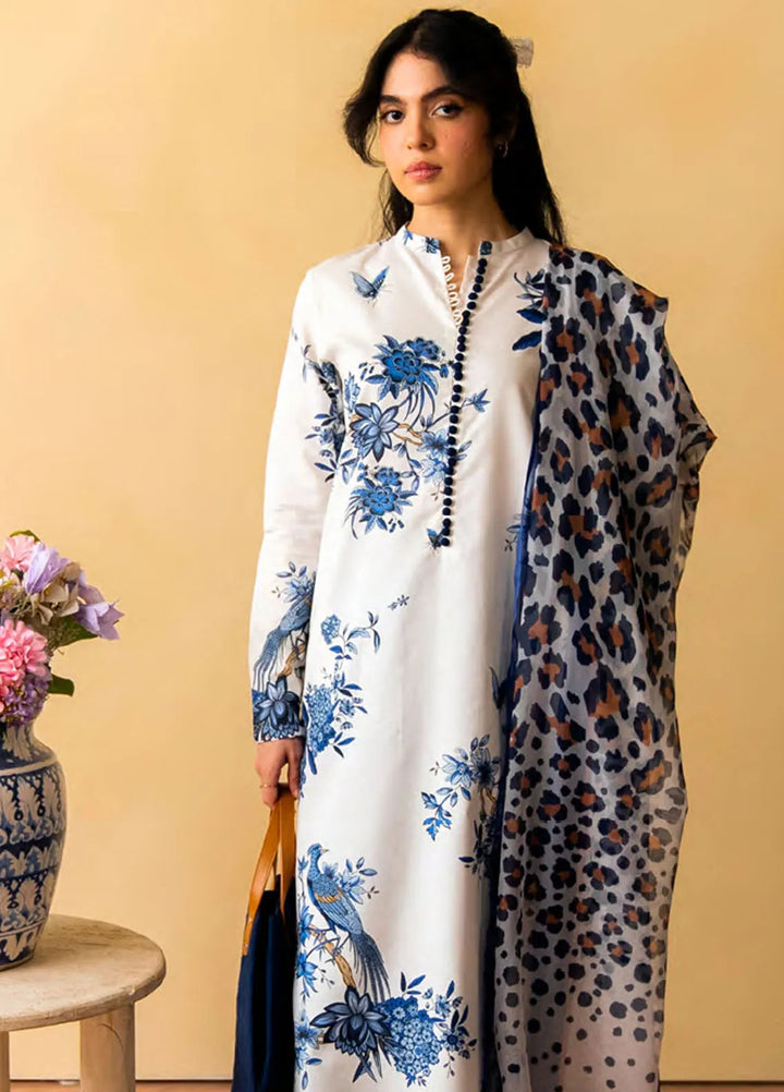 Coco By Zara Shahjahan Embroidered Lawn Suit Unstitched 3 Piece CZS24UL D-03 Indigo - Summer Collection