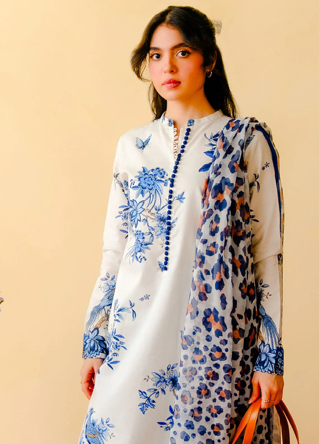Coco By Zara Shahjahan Embroidered Lawn Suit Unstitched 3 Piece CZS24UL D-03 Indigo - Summer Collection