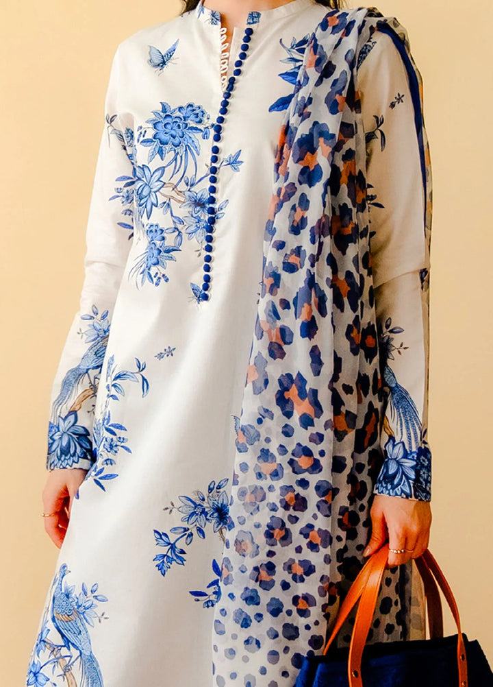 Coco By Zara Shahjahan Embroidered Lawn Suit Unstitched 3 Piece CZS24UL D-03 Indigo - Summer Collection